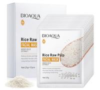 Rice Mask Set di 10 maschere per il viso con estratto di riso, per la cura del viso idratante, combatte la secchezza per tutti i tipi di pelle