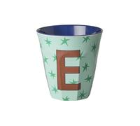 Rice Melmain - Tazza in melamina, a forma di stella, con lettera E, senza BPA, 250 ml