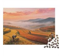 Rice Terraces 1000 Piece Jigsaw Puzzle Riciclabile Pastoral Scenery Puzzles for Elderly Famiglia Tempo di Gioco Accessori Alleviare Demenza Senile Great Regalo 70x50cm/1000pcs