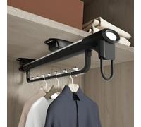 Ricela del guardaroba tira fuori vestiti, binario per vestiti scorrevoli da 25 kg, gancio di mantello rimovibile, binario per abbigliamento guardaroba regolabile, un colore-15,7x4,9 pollici/40x12,5