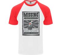 Ricercato Telecomando Divertente TV Lost Misplaced Uomo S/S Baseball T-Shirt