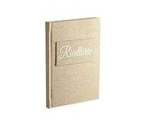 Ricettario personale da scrivere con 3 Segnalibri pietanze con 60 fogli (120 pagine non numerate) in carta avorio a righe, Tessuto lino Ecru