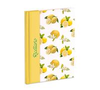 Ricettario personale da scrivere con 3 Segnalibri pietanze con 60 fogli (120 pagine non numerate) in carta avorio a righe, Limoni