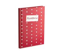 Ricettario personale da scrivere con 3 Segnalibri pietanze con 60 fogli (120 pagine non numerate) in carta avorio a righe. Rosso