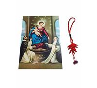 ricevi 1 CALAMITA RELIGIOSA SANTINI 5X7 CM MAGNETE: MADONNA DI POMPEI e un PORTACHIAVI omaggio AMULETO CORNI