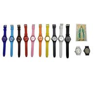 ricevi 1 Orologio per DETENUTO, PLASTICA Dietro Trasparente IDONEO CARCERE AMMESSO PENITENZIARIO, Bianco Nero BLU E Altri Omaggio PILA E SANTINO MADONNA PER CHI HA SBAGLIATO ang