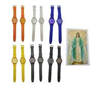 ricevi 1 Orologio per DETENUTO, PLASTICA Dietro Trasparente IDONEO CARCERE AMMESSO PENITENZIARIO, Bianco Nero BLU E Altri Omaggio PILA E SANTINO MADONNA PER CHI HA SBAGLIATO
