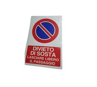 ricevi 2 pezzi cartello 20X30 CM pvc spessore 0,5mm, 4 fori,da appendere cartello di divieto vietato, DIVIETO DI SOSTA LASCIARE LIBERO IL PASSAGGIO