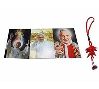 ricevi 3 CALAMITE RELIGIOSE SANTINI 5X7 CM MAGNETE: PAPA FRANCESCO GIOVANNI XXIII wojtyla e un PORTACHIAVI omaggio AMULETO CORNI