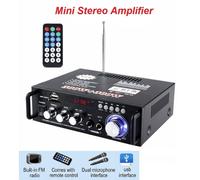 Ricevitore audio domestico Bluetooth 5.0 da 300 W + 300 W a 2 canali con USB/SD/FM, 12 V/110 V, nero - compatibile con altoparlanti standard