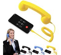 Ricevitore con maniglia per linea fissa stile telefono retrò di tipo C, ricevitore telefonico retrò Bluetooth con microfono, ricevitore retrò per videoconferenze mobili cellulari, chiamate, ri yellow