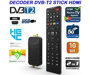 RICEVITORE DECODER DIGITALE TERRESTRE DVB-T2 HD H265 HEVC 10 BIT ZAPPER CON USB