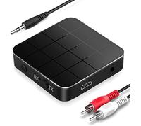 Ricevitore e Bluetooth 5.3 2 in 1, Adattatore Trasmettitore Audio con Cavo RCA e 3.5mm, Bassa Latenza per TV, PC, Telefono, Impianto Stereo Casa e Auto