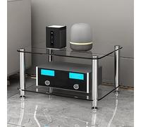 Ricevitore for Giradischi Cd con Supporto Multimediale Av a 1/2/3/4 Livelli | Espositore for Armadietto for Apparecchiature Av a Torre for Rack Audio Ripiani in Vetro Temperato(Clear Glass,2 Tier)