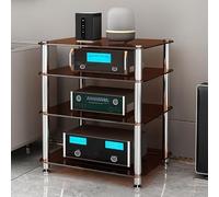 Ricevitore for Giradischi Cd con Supporto Multimediale Av a 1/2/3/4 Livelli | Espositore for Armadietto for Apparecchiature Av a Torre for Rack Audio Ripiani in Vetro Temperato(Amber Glass,4 Tier)