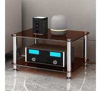 Ricevitore for Giradischi Cd con Supporto Multimediale Av a 1/2/3/4 Livelli | Espositore for Armadietto for Apparecchiature Av a Torre for Rack Audio Ripiani in Vetro Temperato(Amber Glass,2 Tier)