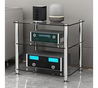 Ricevitore for Giradischi Cd con Supporto Multimediale Av a 1/2/3/4 Livelli | Espositore for Armadietto for Apparecchiature Av a Torre for Rack Audio Ripiani in Vetro Temperato(Clear Glass,3 Tier)
