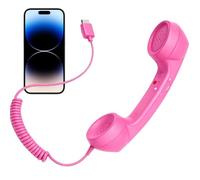 Ricevitore per Cellulare Telefono con segreteria telefonica e connettore | Cornetta Telefonica Retro Con Microfono Adatto a aziende ufficio scuola casa riunioni Rosa