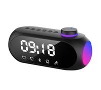 Ricevitore radio FM portatile Mini Hifi Sound RGB Bluetooth Speaker con orologio Doppio allarme Supporto vivavoce -A