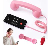 Ricevitore retrò per iPhone e Android, Plug & Play di tipo C, con altoparlante e microfono HD, cornetta vintage per chiamate chiare e oggetti di scena fotografici nostalgici, cavo da 1 m per un uso