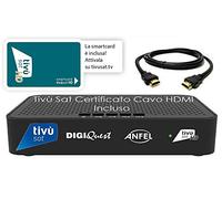 Ricevitore satellitare DVB-S2 Tivusat con scheda HD Tivusat inclusa CERTIFICATO DAZN Su Tivùsat MAIN 10 HEVC H265 SCR e DCSS cavo HDMI INCLUSO