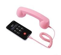 Ricevitore telefonico retrò con connettore USB-C per smartphone e laptop, ricevitore cablato in stile fisso, audio che riduce il rumore, design ergonomico, 22,7 x 6 cm (rosa)