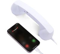 Ricevitore Telefonico Retrò, Ricevitore Con Maniglia Per Linea Fissa Stile Telefono Di Tipo C Con Microfono, Adattatore Da Cellulare A Linea Fissa Con Cavo, Per Videoconferenze Mobili, Chiamate white