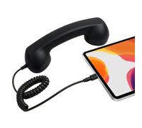 Ricevitore Telefono Retrò Cablato Con Impugnatura Curva E Cavo Spiralato | Ricevitore Vintage Con Corpo In ABS, Finitura Opaca, Forma Curva Ergonomica E Cavo Spiralato Flessibile Per Una Presa Comoda