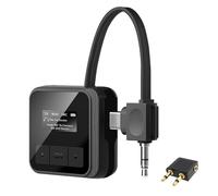 Ricevitore trasmettitore Bluetooth 5.3 per TV su 2 cuffie wireless, adattatore audio wireless Bluetooth 2 in 1 Dual Link con ingresso Aux/USB-C da 3,5 mm per aereo, palestra, auto,