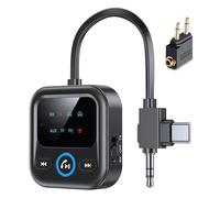 Ricevitore trasmettitore Bluetooth 6.0 per TV/aereo a 2 cuffie wireless Dual Link con 3,5 mm AUX/USB C 2-in-1 adattatore audio Bluetooth wireless per viaggi voli palestra barca auto stereo casa
