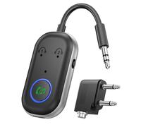 Ricevitore trasmettitore Bluetooth, trasmettitore da 3,5 mm a Bluetooth 5.3, adattatore 2 in 1 per cuffie, TV, aereo, stereo domestico, altoparlanti, cuffie, auto, doppia connessione