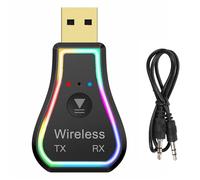 Ricevitore Trasmettitore USB Bluetooth 5.0, Mini Adattatore Wireless 2 in 1, Adattatore AUX Bluetooth LED RGB per TV PC Cuffie Altoparlanti Car Home Stereo System