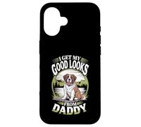 Ricevo il mio bell'aspetto da papà San Bernardo, cucciolo amante dei cani Custodia per iPhone 16
