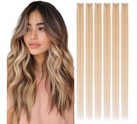Rich Choices Extension a Clip Capelli Veri Umani 6pz 35cm 36g Extension Capelli Veri Clip Lisci Remy Naturali Human Hair Extensions #18/613 Biondo balayage