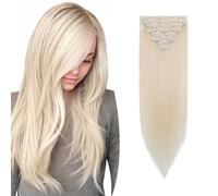 Rich Choices Extension Capelli Veri 45cm Biondo Chiaro 8Pcs Clip Estensioni Remy Human Hair Lisci Naturali Umani Posticci (70g #70 Biondo Bianco)