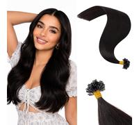 Rich Choices Extension Capelli Veri Cheratina Invisibili e Naturali U Tip Pre Bonded Extension Cheratina Capelli Veri 25 Ciocche 40cm 25g #1B Nero Naturale