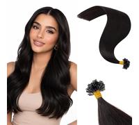 Rich Choices Extension Capelli Veri Cheratina Invisibili e Naturali U Tip Pre Bonded Extension Cheratina Capelli Veri 50 Ciocche 35cm #1B Nero Naturale