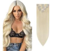 Rich Choices Extension Capelli Veri Clip 45cm Extension Clip Capelli Veri Biondo chiaro 8Pcs Clip Estensioni Remy Human Hair Lisci Naturali Umani Posticci Clip in Extensions (70g #60 Biondo Platino)