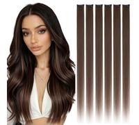 Rich Choices Extension Capelli Veri Clip 6pz 30cm 33g Extension con Clip Capelli Naturali Umani Lisci Remy Human Hair Estensioni #2 Marrone Scuro