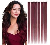 Rich Choices Extension Capelli Veri Clip 6pz 45cm 44g Extension con Clip Capelli Naturali Umani Lisci Remy Human Hair Estensioni #99J Vino rosso