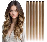 Rich Choices Extension Capelli Veri Clip 6pz 50cm 44g Extension con Clip Capelli Naturali Umani Lisci Remy Human Hair Estensioni #4/27 Biondo balayage