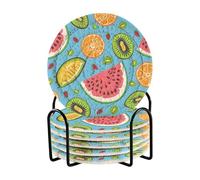 Rich Fruit Summer Home - Set di 6 sottobicchieri con supporto per bevande per la casa Posavasos Para Mesa