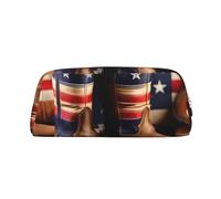 Rich&Rabbit Bandiera americana con stivali da cowboy stampa cerniera cosmetica sacchetto di trucco borsa portatile da viaggio borsa per uso quotidiano, Oro, Taglia unica