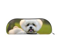 Rich&Rabbit Bichon Frise Dog On The Grass Print Versatile Zipper Pouch Cosmetici Piccoli Accessori Piccole Parti Borse di Immagazzinaggio, Argento, Taglia unica