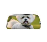 Rich&Rabbit Bichon Frise Dog On The Grass Print Zipper Cosmetic Makeup Pouch Bag Portable Travel Storage Bag Borsa per uso quotidiano, Argento, Taglia unica