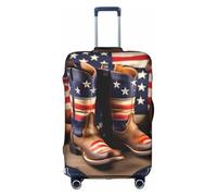 Rich&Rabbit Copertura protettiva per valigie con stampa di bandiera americana con stivali da cowboy, lavabile, da viaggio, copertura decorativa per bagagli (45,7-81,3 cm), bianco, Small