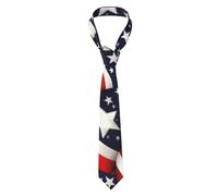 Rich&Rabbit Cravatta tessuta con stampa a stelle e strisce bandiera americana per uomo texture seta formale affari laurea matrimonio festa nero taglia unica, Nero, Taglia unica