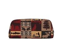 Rich&Rabbit Lodge Bear Deer Fish Print Zipper Cosmetic Makeup Pouch Bag Portatile Viaggio Storage Bag Borsa Uso quotidiano, Argento, Taglia unica