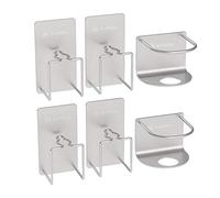 Rich&Ray Confezione da 6 portaspazzolino elettrico, dentifricio, tazza in acciaio inox, montaggio a parete, autoadesivo (2 supporti per dentifricio + 4 portaspazzolino)