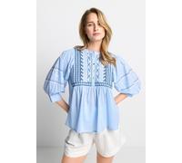 Rich & Royal Blouse With Embroidery Organic Cotton Blue Taglia: 34 | Magliette intime Outlet | Donna | Blu